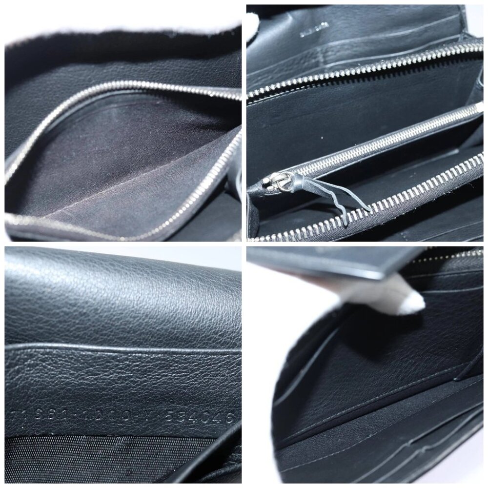 BALENCIAGA Paper Manny Long Wallet Leather Black Silver - Picture 14 of 15